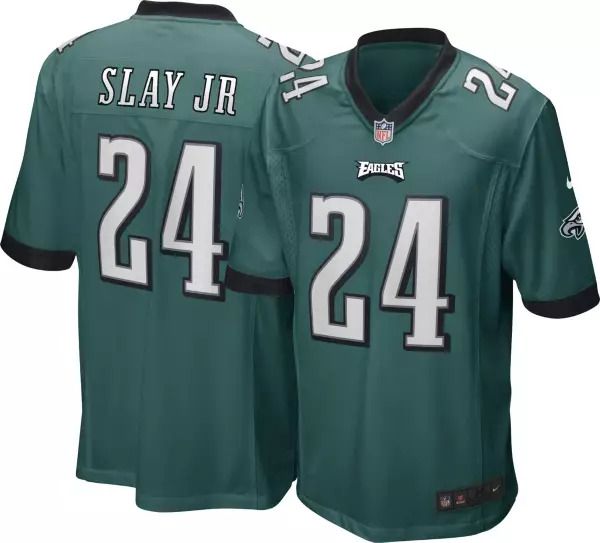 Men Philadelphia Eagles 24 Slay jr Nike Midnight Green Game Player NFL Jersey